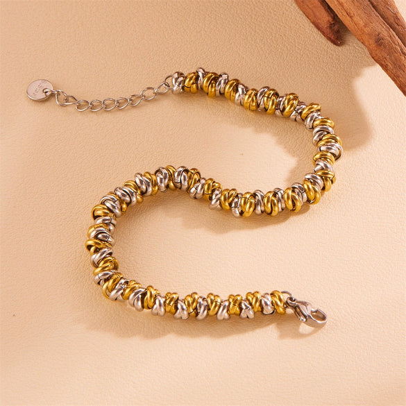 Titanium Steel Woven Ring Bracelet Cartoon And Plant Flowers Style Electroplated