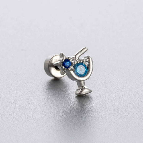 Titanium Steel Zircon Butterfly Women's Little Fresh Style Ear Nails