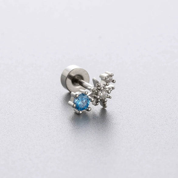 Titanium Steel Zircon Butterfly Women's Little Fresh Style Ear Nails
