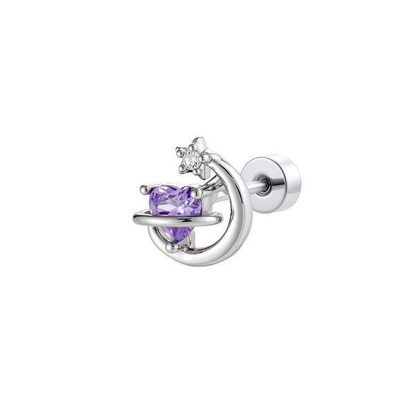 Titanium Steel Zircon Crescent Ear Bone Nail Piercing Earrings For Women Fashion Style