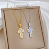 Titanium Steel Zircon Cross Geometric Style Electroplating Unisex Necklace