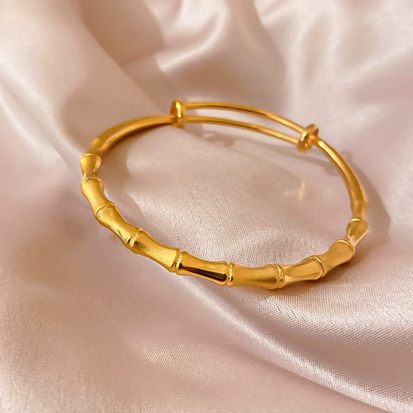 Titanium Steel Zircon Electroplated Real Gold Niche Geometric Bracelet For Women