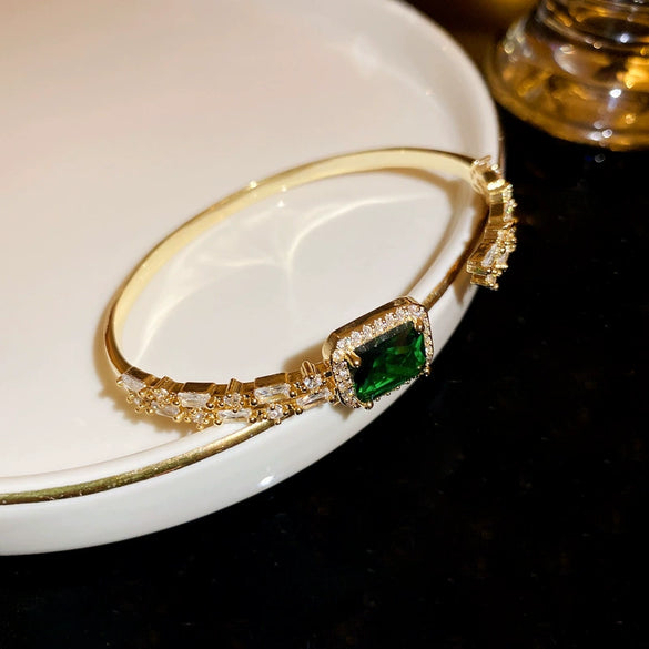 Titanium Steel Zircon Electroplated Real Gold Niche Geometric Bracelet For Women