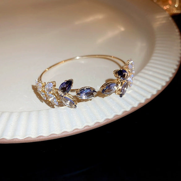Titanium Steel Zircon Electroplated Real Gold Niche Geometric Bracelet For Women