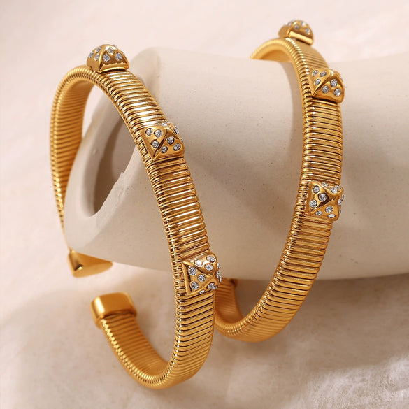 316L Stainless Steel Zircon Encrusted Bracelet Electroplated Simple Geometric Style Jewelry