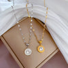 Titanium Steel Zircon Geometric Cartoon Plant Flowers Electroplated Women's Necklace