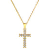 Titanium Steel Zircon Geometric Cross Furnace Real Gold Plated Unisex Necklace