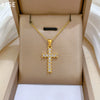 Titanium Steel Zircon Geometric Cross Furnace Real Gold Plated Unisex Necklace