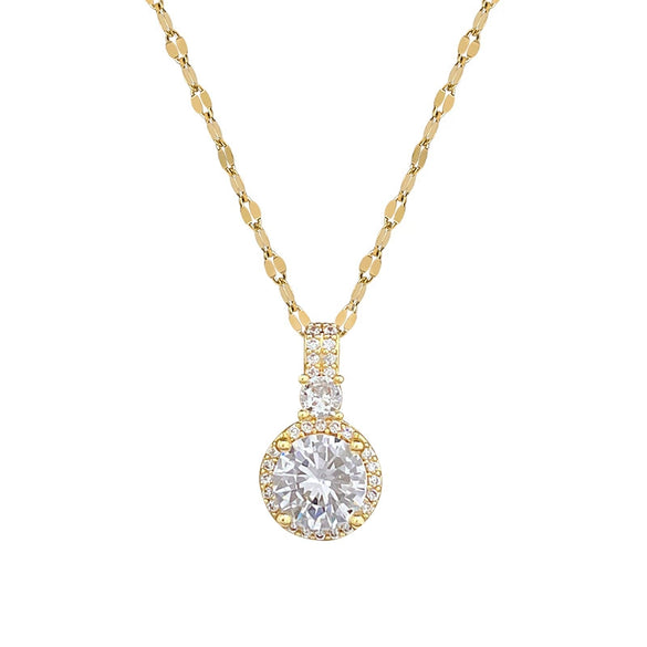 Titanium Steel Zircon Geometric Diamond Micropaved Pendant Necklace Copper Electroplated Real Gold Cartoon Style