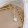 Titanium Steel Zircon Geometric Diamond Micropaved Pendant Necklace Copper Electroplated Real Gold Cartoon Style