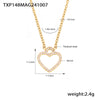 Titanium Steel Zircon Heart Shape Electroplated Clavicle Necklace And Bracelet Set For Women