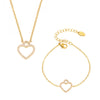 316L Stainless Steel Zircon Heart Shaped Electroplated Women's Clavicle Necklace And Bracelet Set