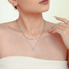 316L Stainless Steel Zircon Heart Shaped Electroplated Women's Clavicle Necklace And Bracelet Set