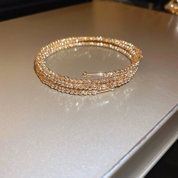 Titanium Steel Zircon Inlaid Niche Geometric Women's Bracelet Real Gold Electroplated