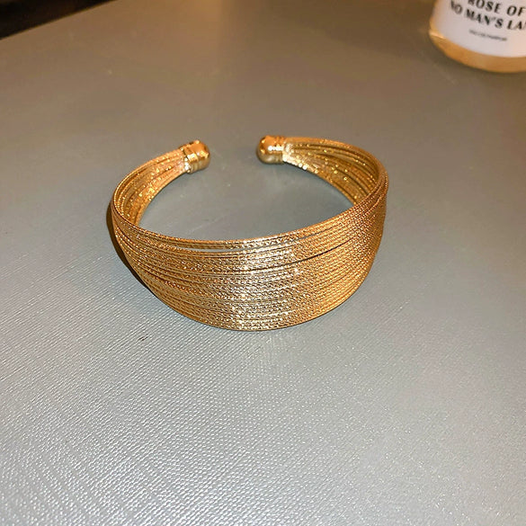 Titanium Steel Zircon Inlaid Niche Geometric Women's Bracelet Real Gold Electroplated