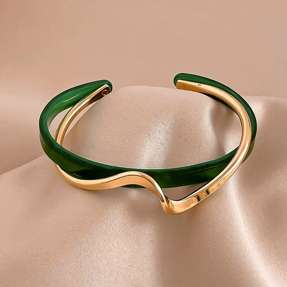 Titanium Steel Zircon Inlaid Niche Geometric Women's Bracelet Real Gold Electroplated
