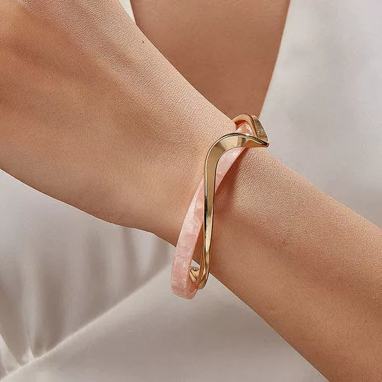 Titanium Steel Zircon Inlaid Niche Geometric Women's Bracelet Real Gold Electroplated