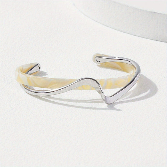 Titanium Steel Zircon Inlaid Niche Geometric Women's Bracelet Real Gold Electroplated