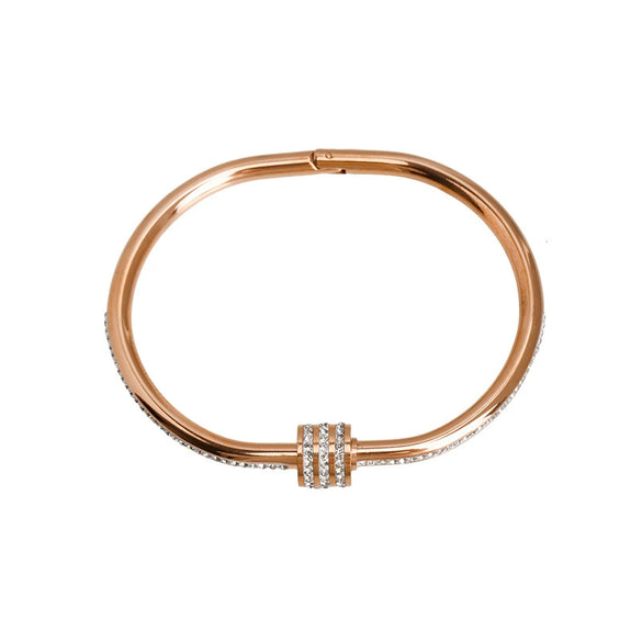 Titanium Steel Zircon Inlaid Niche Geometric Women's Bracelet Real Gold Electroplated