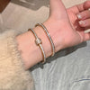 Titanium Steel Zircon Inlaid Niche Geometric Women's Bracelet Real Gold Electroplated
