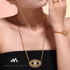 316L Stainless Steel Zircon Jewelry Set With Devil's Eye Pattern And Microinlaid Electroplating For Women
