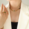 Titanium Steel Zircon Necklace Bracelet Set Electroplating Women's Jewelry