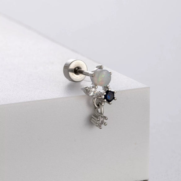 Titanium Steel Zircon Women's Princess Style Flower Drop Shape Geometric Earrings