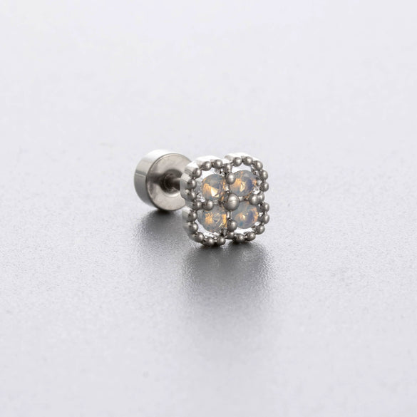 Titanium Steel Zircon Women's Princess Style Flower Drop Shape Geometric Earrings