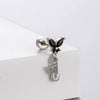 Titanium Steel Zirconia Heart Shape Bow Pattern Perforated Earrings For Women