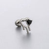 Titanium Steel Zirconia Heart Shape Bow Pattern Perforated Earrings For Women