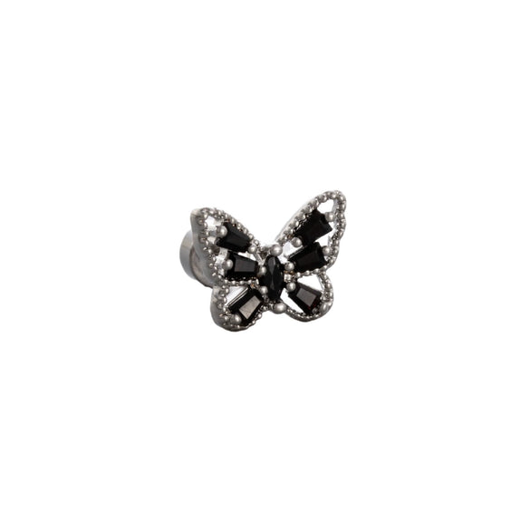 Titanium Steel Zirconia Heart Shape Bow Pattern Perforated Earrings For Women