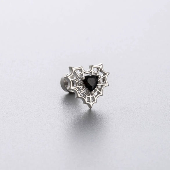 Titanium Steel Zirconia Heart Shape Bow Pattern Perforated Earrings For Women