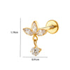 Titanium Zircon Leaf Crown Internal Thread Lip Nail Earrings For Women Puncture Jewelry