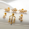 Titanium Zircon Leaf Crown Internal Thread Lip Nail Earrings For Women Puncture Jewelry