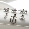 Titanium Zircon Leaf Crown Internal Thread Lip Nail Earrings For Women Puncture Jewelry