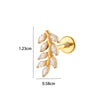Titanium Zircon Leaf Crown Internal Thread Lip Nail Earrings For Women Puncture Jewelry