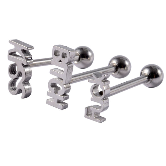 Tongue Ring Stainless Steel Five Stars Punk Stylish Electroplating