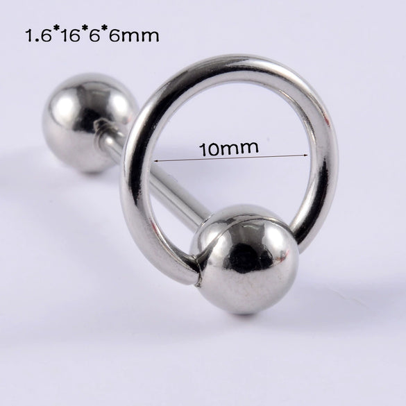 Tongue Ring Stainless Steel Five Stars Punk Stylish Electroplating