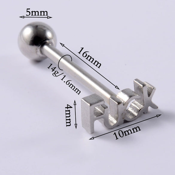 Tongue Ring Stainless Steel Five Stars Punk Stylish Electroplating
