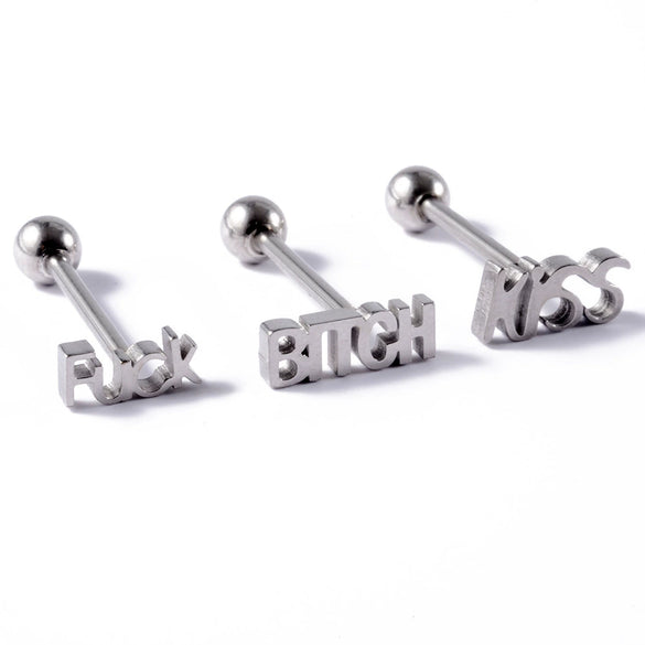 Tongue Ring Stainless Steel Five Stars Punk Stylish Electroplating