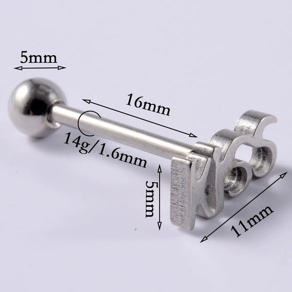 Tongue Ring Stainless Steel Five Stars Punk Stylish Electroplating