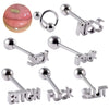 Tongue Ring Stainless Steel Five Stars Punk Stylish Electroplating