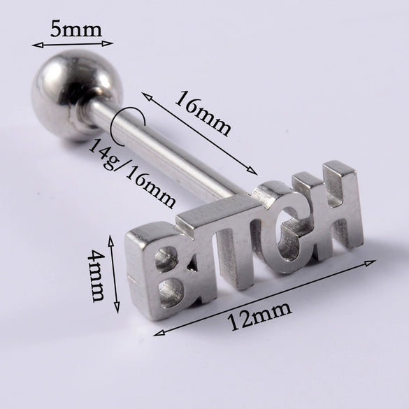 Tongue Ring Stainless Steel Five Stars Punk Stylish Electroplating