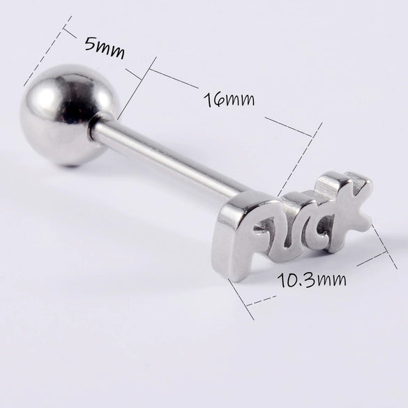 Tongue Ring Stainless Steel Five Stars Punk Stylish Electroplating