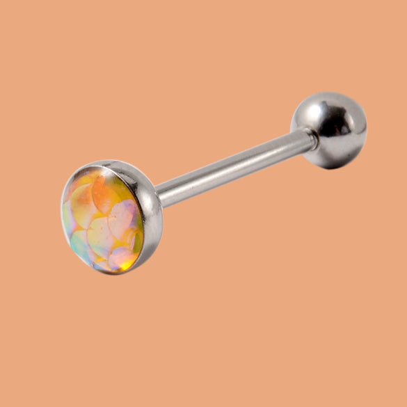 Tongue Ring Stainless Steel Insect Pattern Polishing