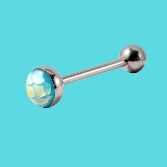 Tongue Ring Stainless Steel Insect Pattern Polishing