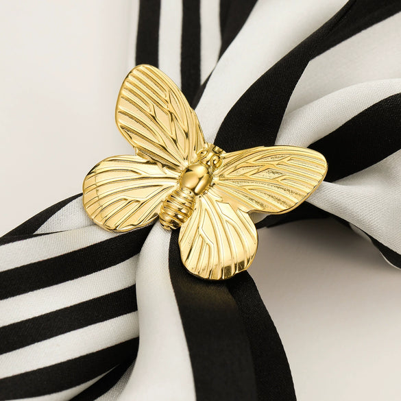 Towel Buckle And Scarf Knot Buckle Dualuse Accessories Titanium Steel Bow Ring Fashion Styling Electroplating For Women
