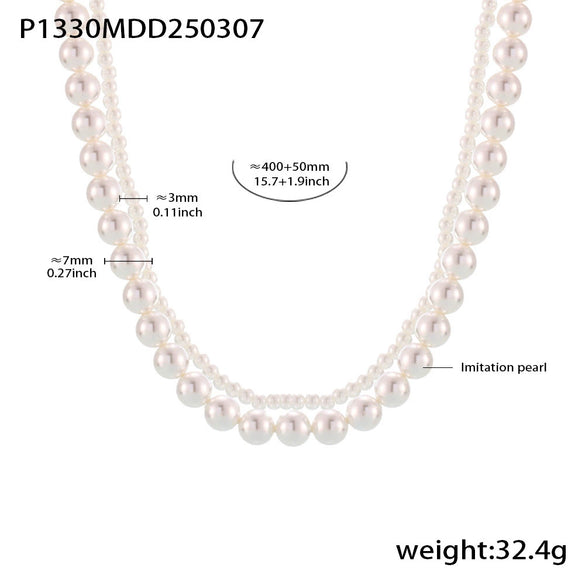Traceless Bead Niche Design Beaded Necklace Chain Earrings Ring In Stainless Steel With Electroplating For Women