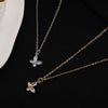 Transparent Crystal Butterfly Inlaid Copper Necklace For Women Light Luxury Niche Design All Match Clavicle Chain Pendant
