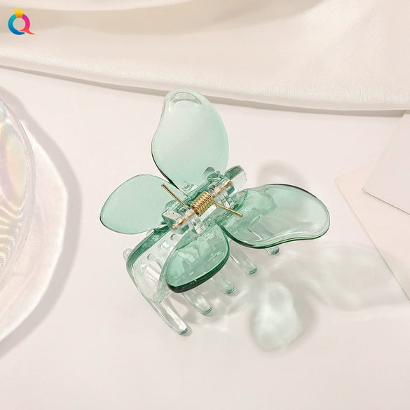 Transparent 3D Butterfly Resin Hair Claw Clip Handmade Elegant Women's Hair Accessory